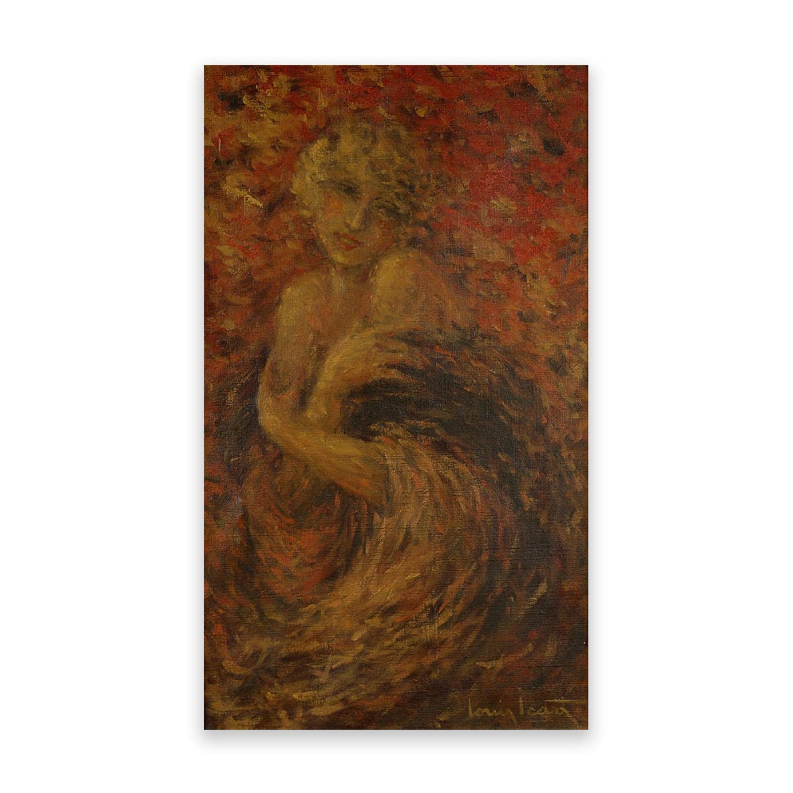 Arte Mural Famoso de Louis Icart. Cuadro sobre Lienzo Enmarcado. Envuelto en un Manto Reproducción de Carteles y láminas. Cuadros de decoración del hogar 60x102cm (23.6x40.1in) enmarcados