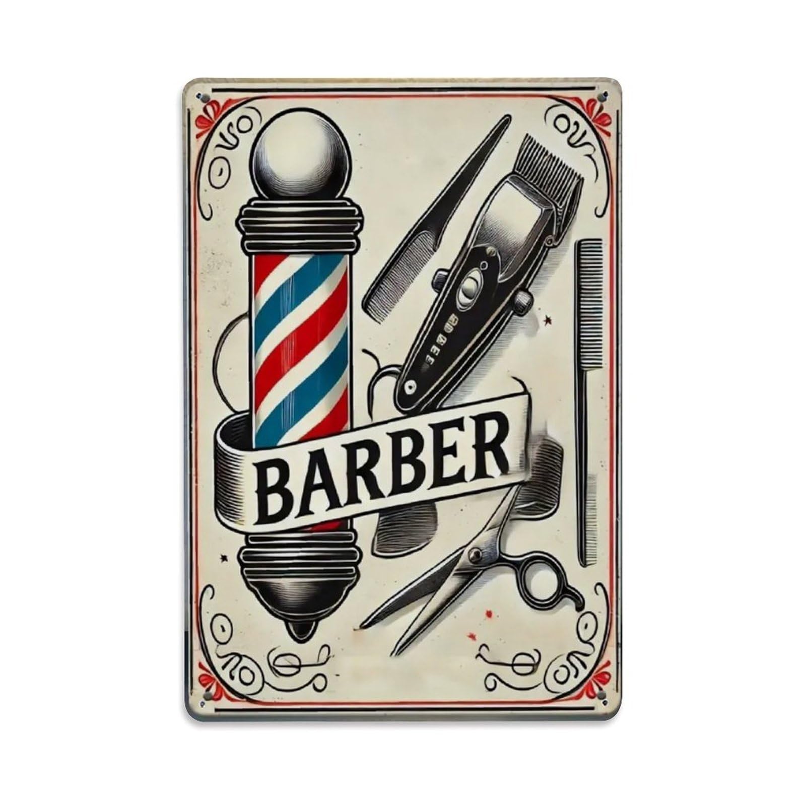 Gentinap Vintage Barber Shop Tin Sign Style Home Bar Garden Wall Plaque Decor Metal Poster 8X12 Inch