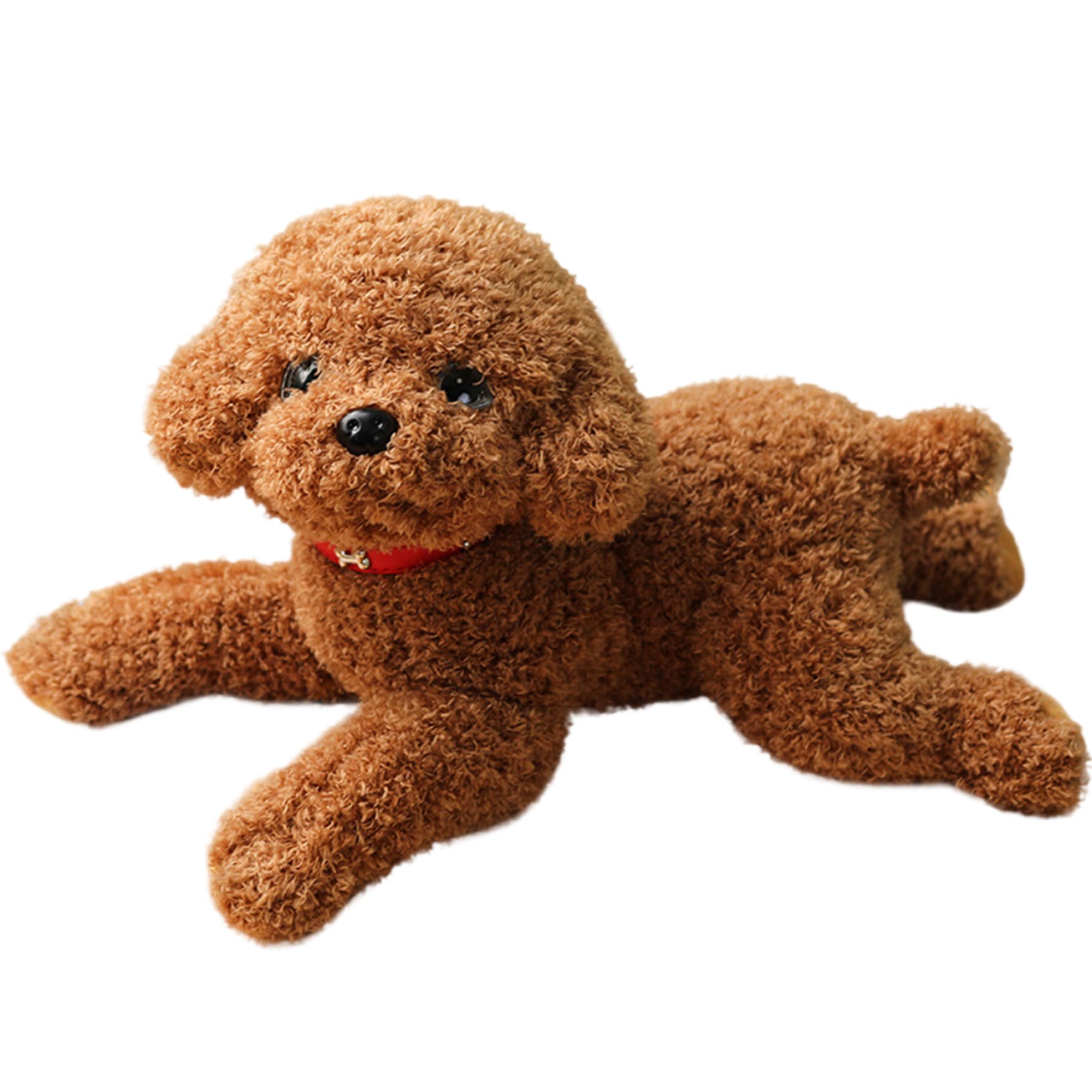 Hunde-Plüschtier, niedlicher, lebendiger Teddy-Hund, Paarungsspielzeug, 35, 6 cm, mit Baumwolle gefülltes Plüschtier mit Halsband, dekorativ gefüllt für Couch, Sofa, Bett, Hellbraun
