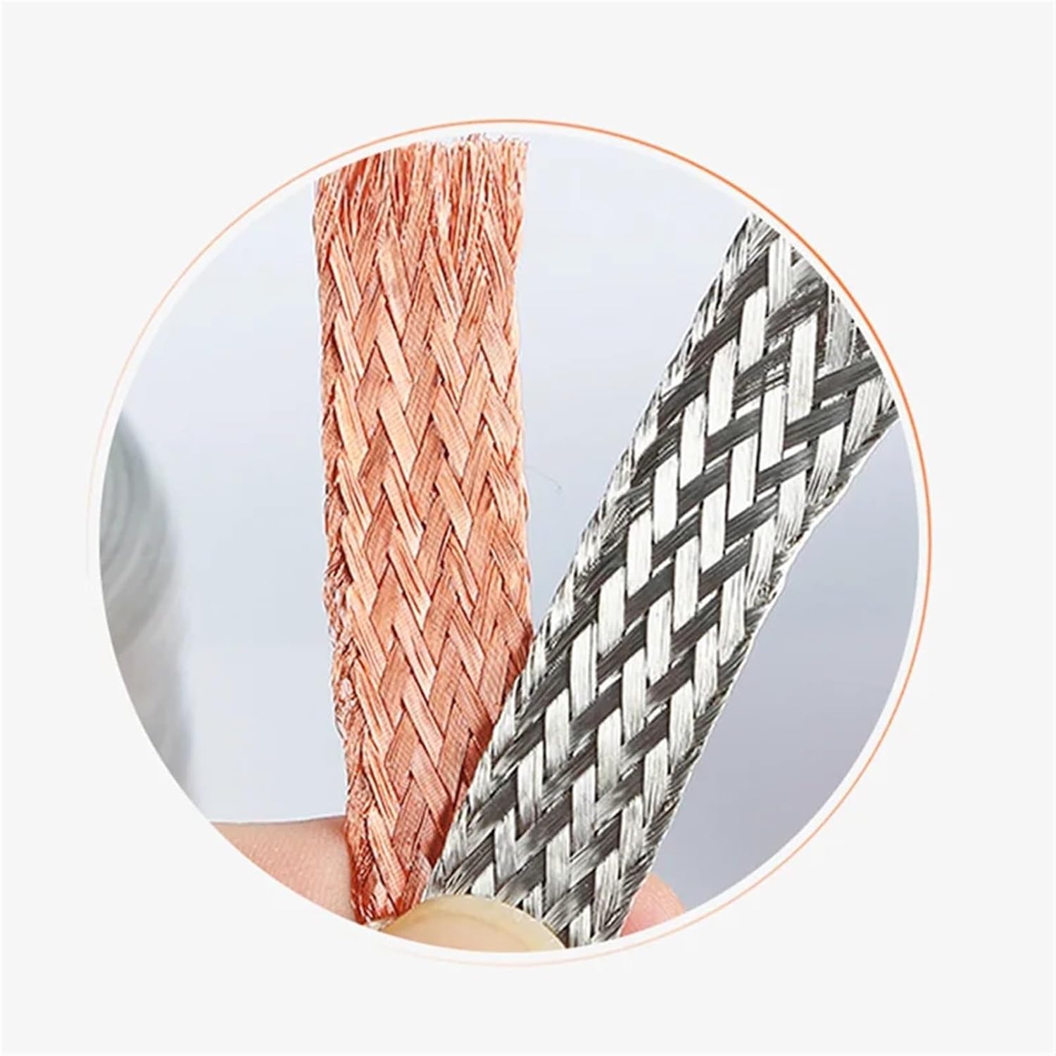 5Meters Bare Ground Braid Lead Wire Pure Copper Tinned Metal Sheath Screening Signal Wire Cable Shielded 1.5-12mm2(Tined Copper,5mm Width 2.5mm2)