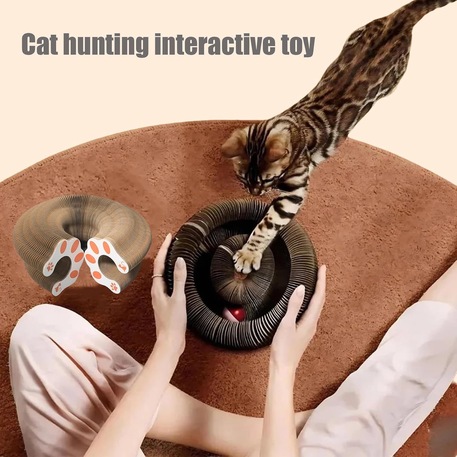 review Kitty Kurlz Cat Toy, Magic Organ Cat Scratching Board, Cat Ball Track, Foldable Accordion Cat Toy with Ball, Kitten Toys for Indoor Cats Self Play, Round Cat Scratchers for Indoor Cats (3pcs)