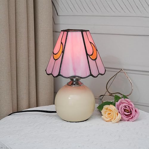 Miniatura 8 de Lámpara de hongo, lámpara de vitral, lámpara de luna Tiffany, lindas lámparas de mesita de noche pequeñas para sala de estar, decoración del hogar,