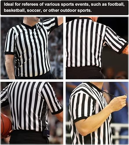 Miniatura 6 de allentian Camisa de árbitro para hombre camiseta oficial de árbitroárbitro de rayas blancas y negras uniforme de árbitro de estilo profesional con