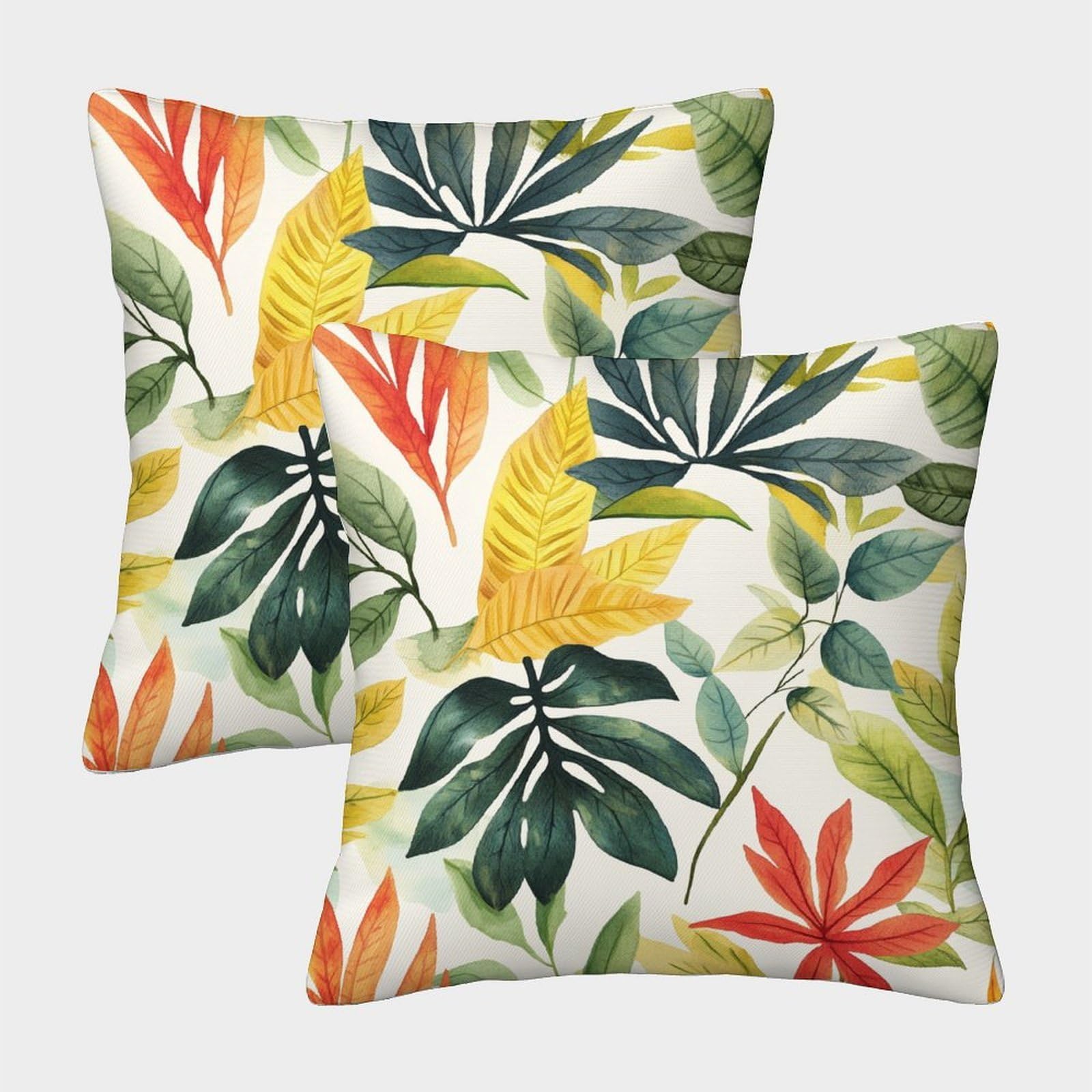 kaiyun 2 Pack Foliage Pillow Case Home Decoration Sofa Ferns And Tropical Plants Cushion Cover 50x50cm