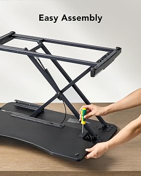 HUANUO Standing Desk Converter, 81cm/32'' Desk Riser | Large Keyboard Tray, Dual Monitor, Laptop Workstation, Easy Assembly