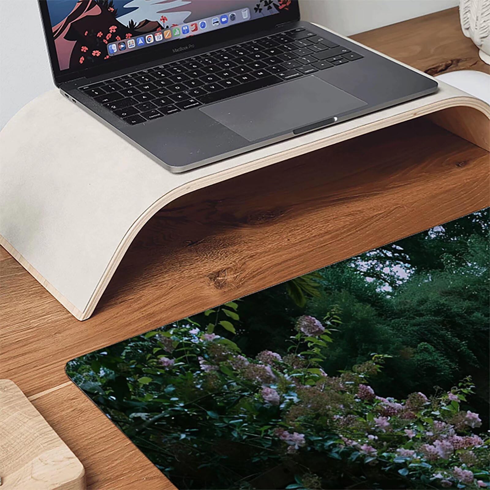 Zielona podkładka pod mysz z kwiatami XXL 1400 x 600 x 3 mm podkładka pod mysz do gier akcesoria biurowe, zmywalna, antypoślizgowa guma, wysoka precyzja i szybkość, pod biurko ręczne dla gracza 2-G-9