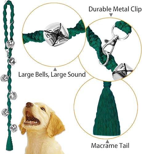 Vista 38 de Dog Bells to Go Outside & Puppy Potty Training, anillo ajustable para puerta de perro, anillo para ir al baño, hecho a mano con hilo de alta Beige