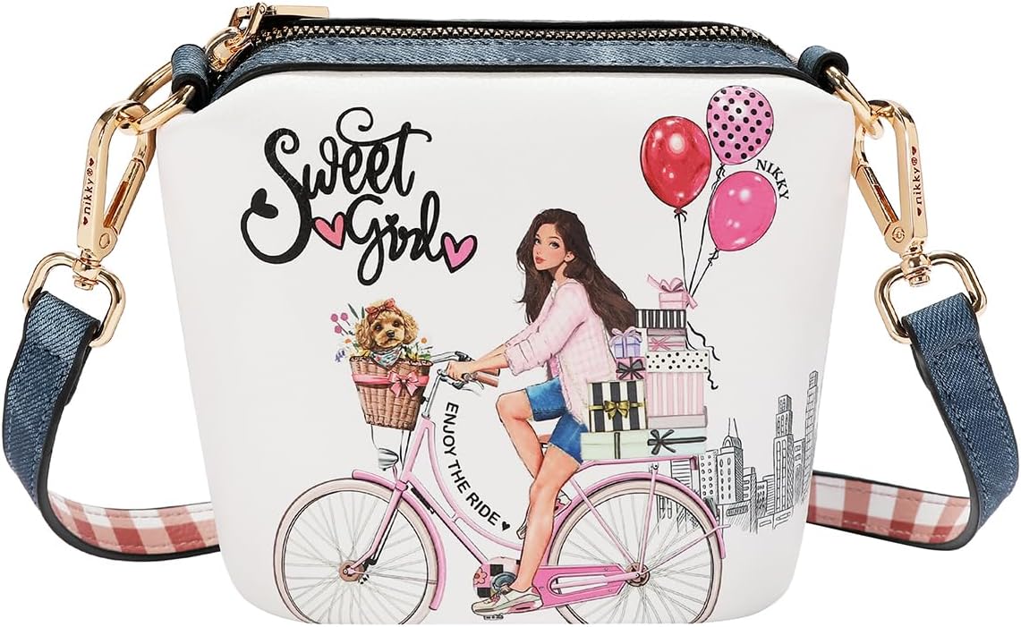Nicole Lee Nikky Sweet Girl Bag 2 Pc Shoulder Bag, Structured, Smooth Leather, Magnetic Clasp, Adjustable Strap, (SWEET GIRL