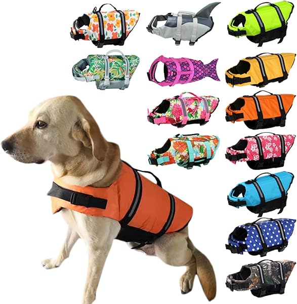【24HOURS】ライフジャケット 犬 犬用 オレンジ ドッグ Dog ペット 安全 安心 セーフティ 小型犬 中型犬 大型犬 水遊び プール 海 川遊び 救命胴衣 フローティングベスト ライフベスト ペット用品 犬用品 浮き輪 ペットグッズ KM514G Sサイズ (x 1) - 1