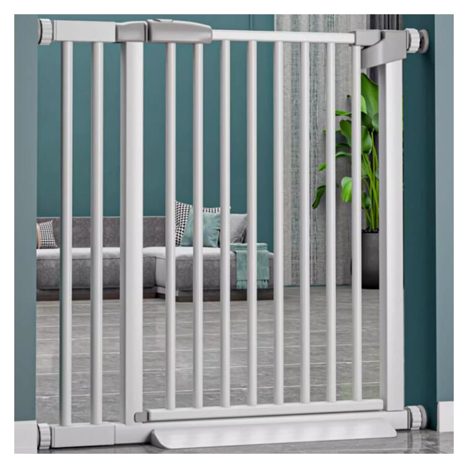 Barrière d'escalier de 63 à 83 cm sans vis en métal blanc