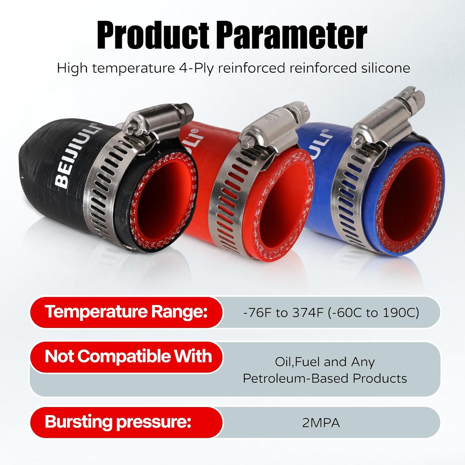 4-Ply Reinforced Silicone Hose Cap with Clamp,1-1/16"(27mm) ID Hose End Plug for Turbo Bypass Valve,Vacuum,Fix Leak,Throttle Body Port,Heater Core Plug,Coolant Heater Bypass Vacuum Water Port