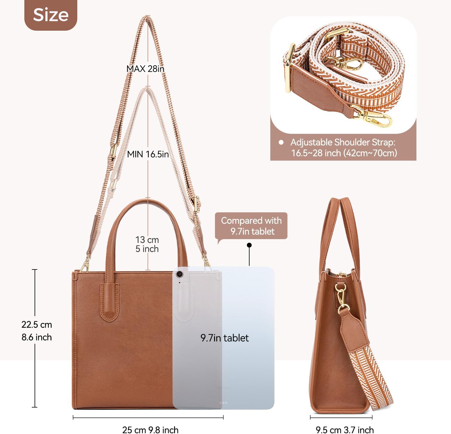 Peacocktion Purses and Handbags for Women Crossbody Top Handle Satchel Bags Tote Bag with Wide Strap for Ladies - Image 6