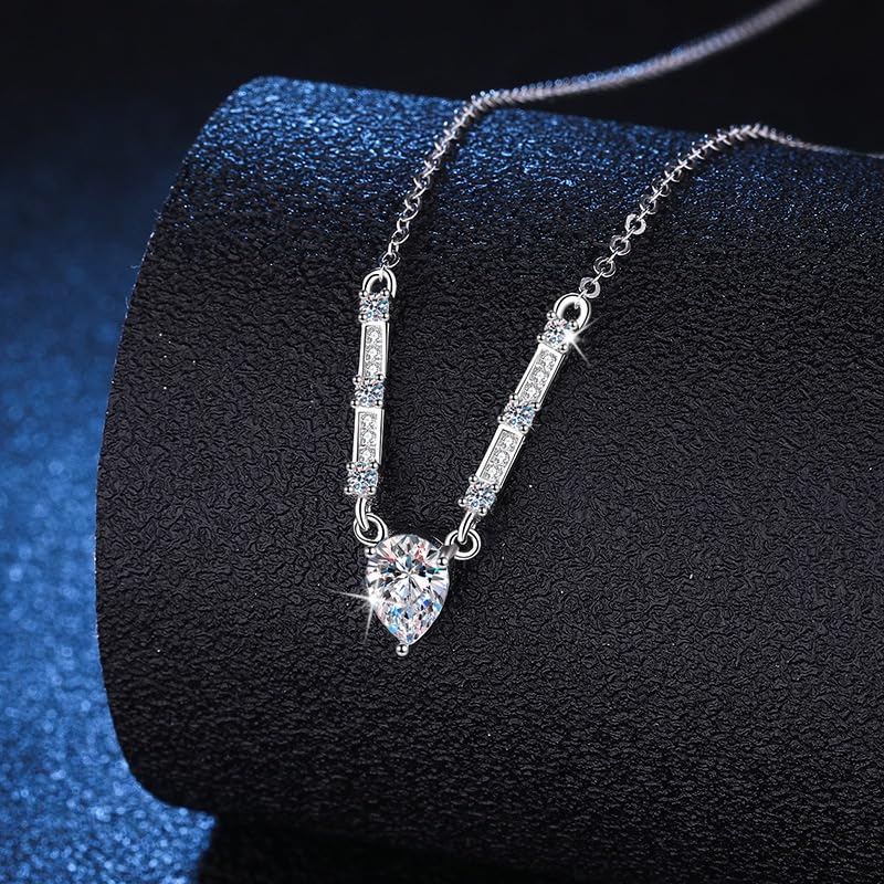 Image of Shining Diva Fashion Valentine Gift For Girlfriend Stylish Silver Plated Crystal Chain Pendant Necklace for Women and Girls