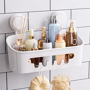 TAILI Shower Caddy Suction Cup Heavy Duty Bathroom Organizer Removable Shelves for Inside Shower Shampoo Waterproof Suction Plastic