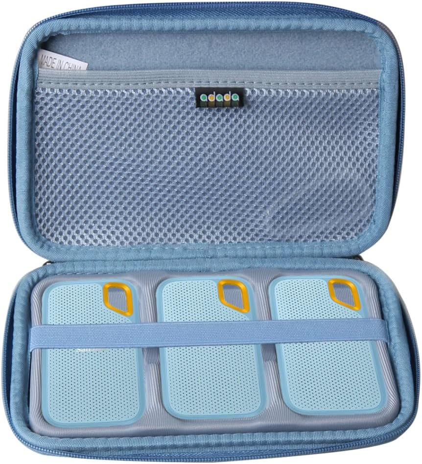 Adada Hard Case for SanDisk 500GB / 250GB / 1TB / 2TB Extreme Portable SSD (Black+Orange, Case for 3 Hard Drives)