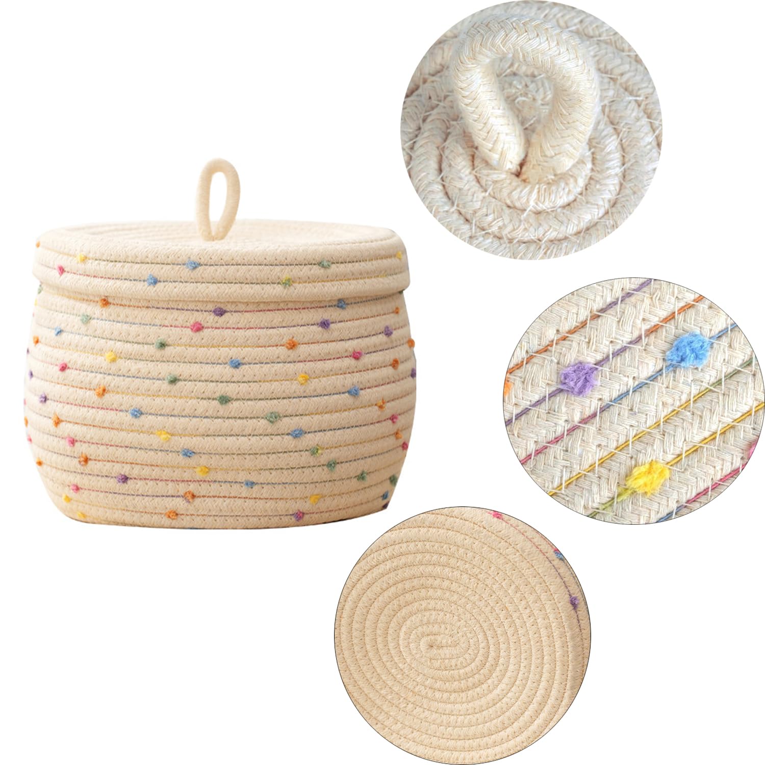Lot De 2 Paniers De Rangement Tressés En Corde De Coton | Tailles Différentes (diam. 20cm & 17.2cm) | Souples Et Résistants