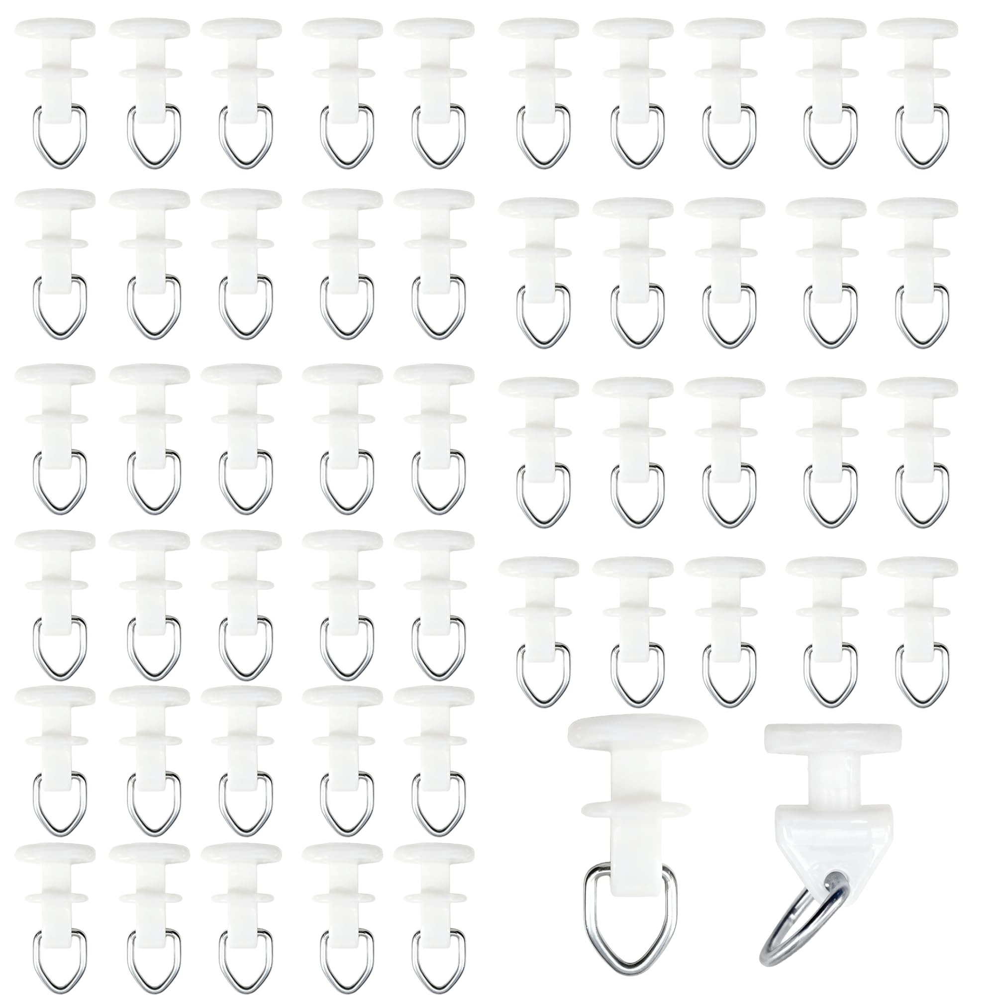 Dwuent White Curtain Track Gliders, Plastic Hooks 50-Pack Pp Material Smooth Sliding Wheel For Home Office Hotel Caravan
