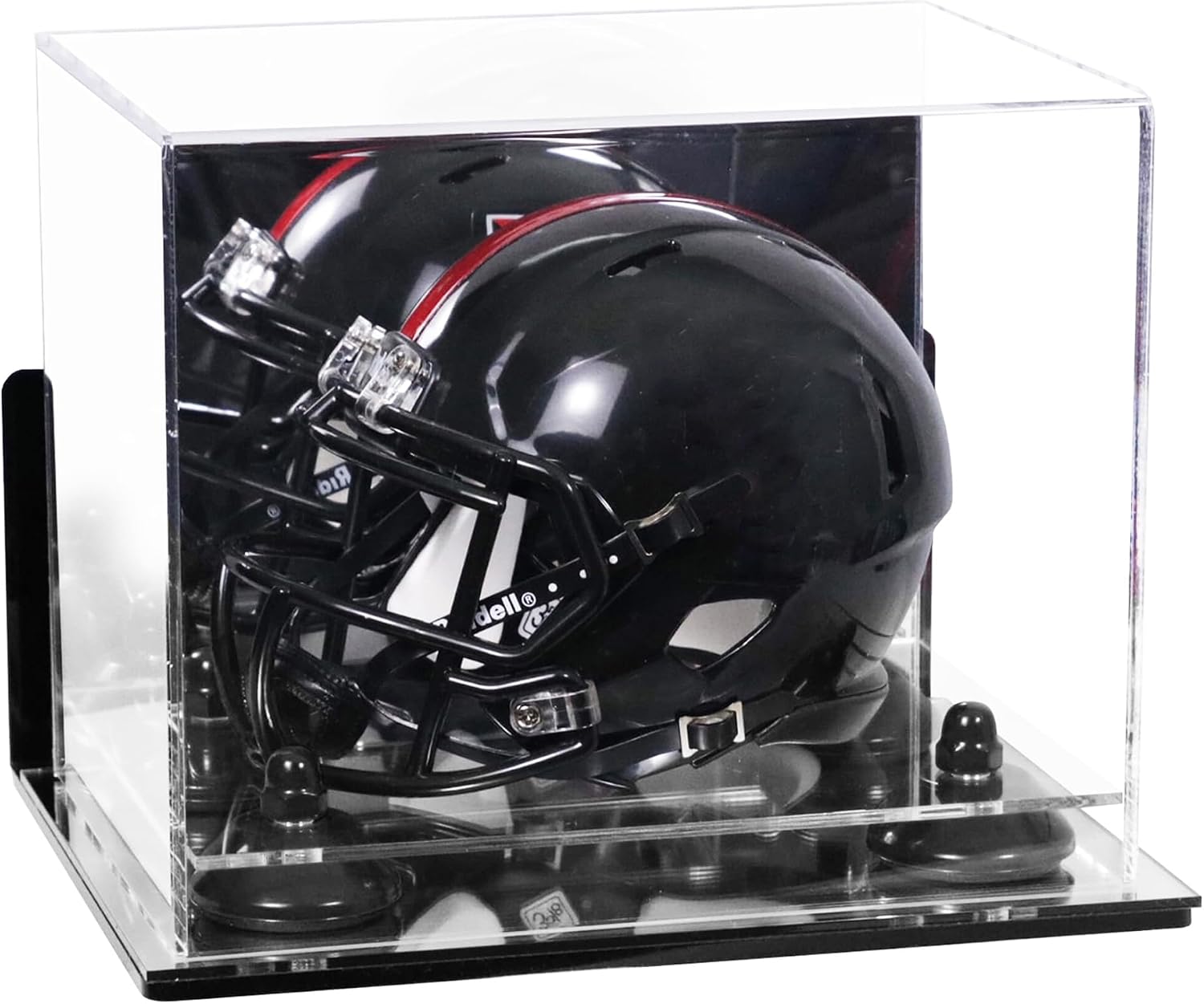 Better Display Cases Acrylic Mini - Miniature Football Helmet (not Full Size) Display Case with Mirror Case, Black Risers, Wall Mount and Mirror Base - 8.25" x 6" x 6.75" (V45/A003)