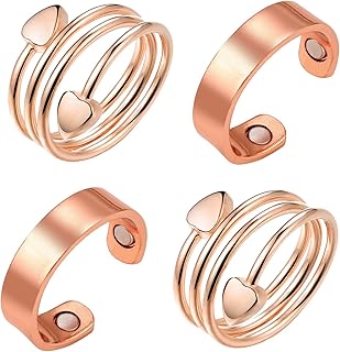 BioMag Copper Ring for Women, 99.99% Pure Copper Magnetic Rings for Lymphatic Drainage, Adjustable