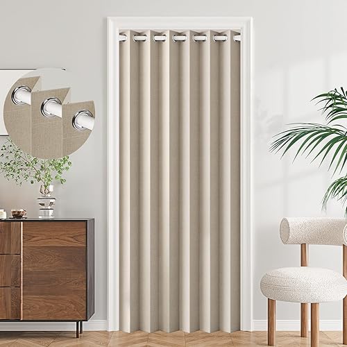 Miniatura 53 de Persianas verticales de tela, persianas de puerta 100% opacas, persiana vertical para puertas correderas, 1 panel, 100 pulgadas de ancho x 84 Blanco