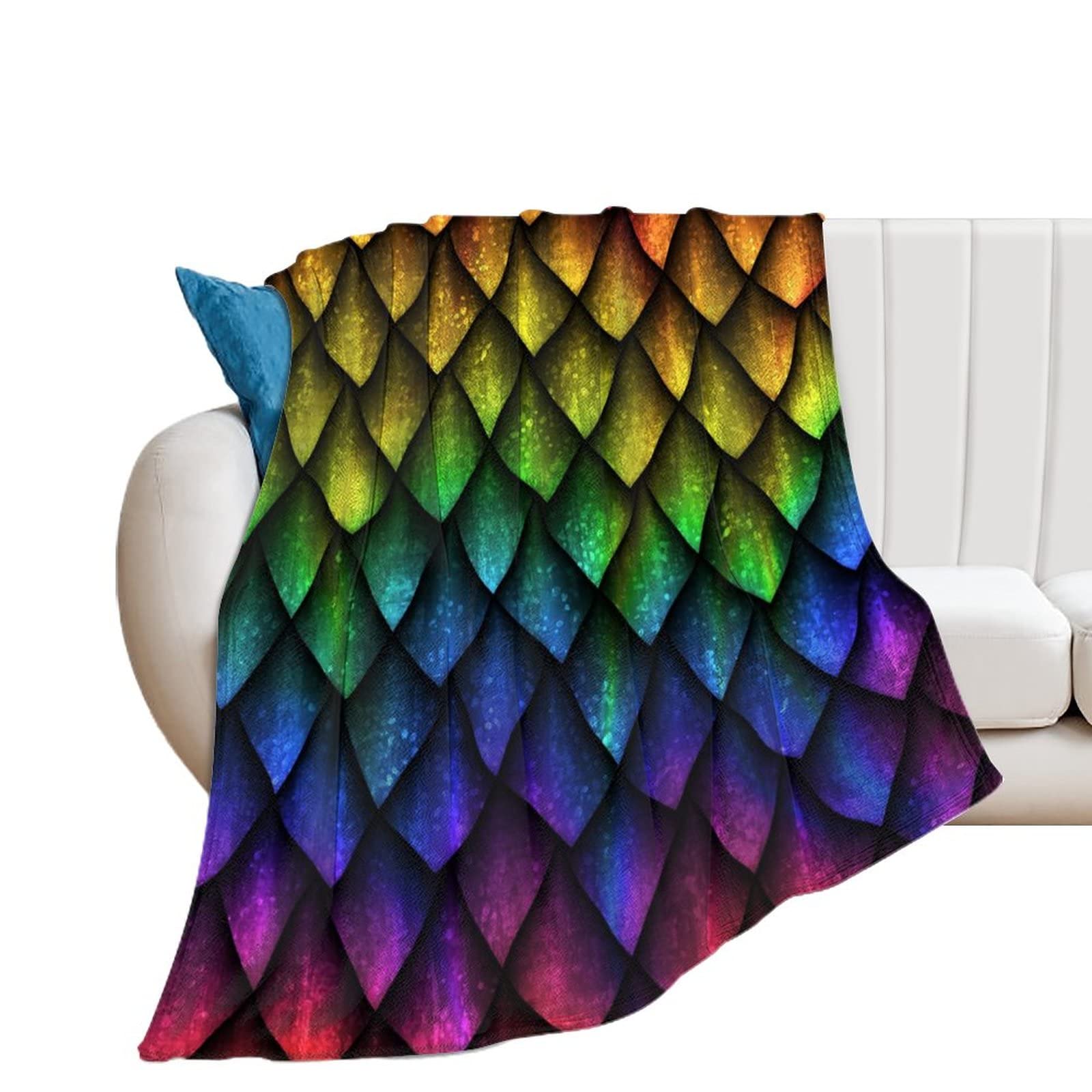 Couverture polaire arc-en-ciel en flanelle douce pour lit et canapé de 100x130cm