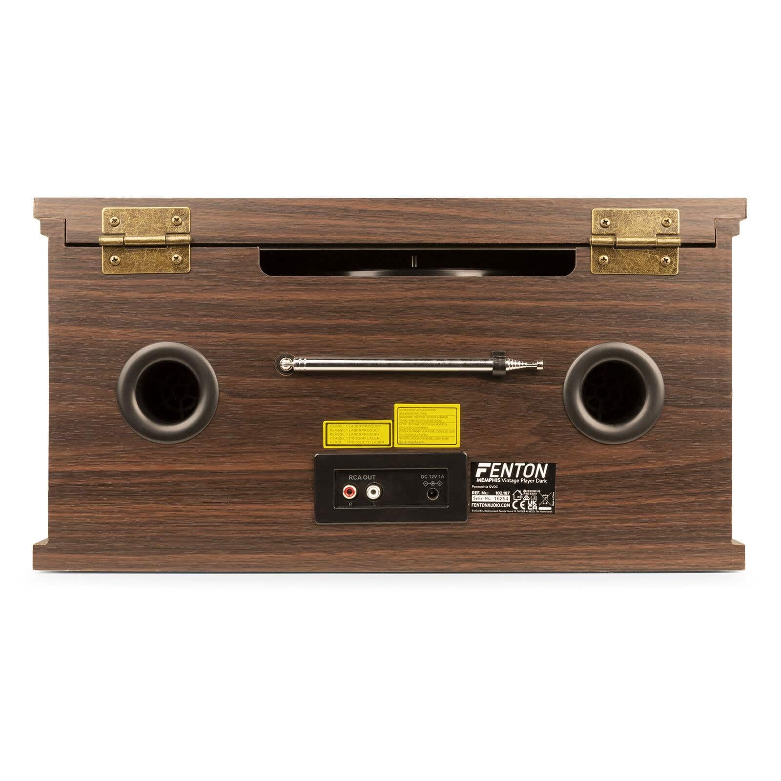 Fenton Memphis - Tocadiscos con Bluetooth y Dab+ Acabado marrón Oscuro