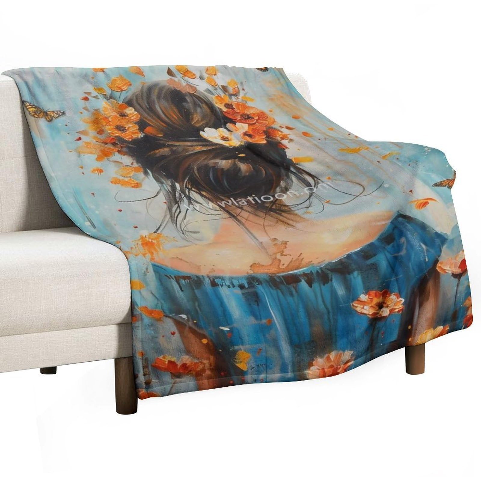 YHGSREUOH Butterfly Woman 02 Flannel Blankets Fleece Soft Throw Lightweight Plush Gifts for Couch, Bed, Cozy Sofa Plush, Chair, Lovers 100x130cm(40x50in)