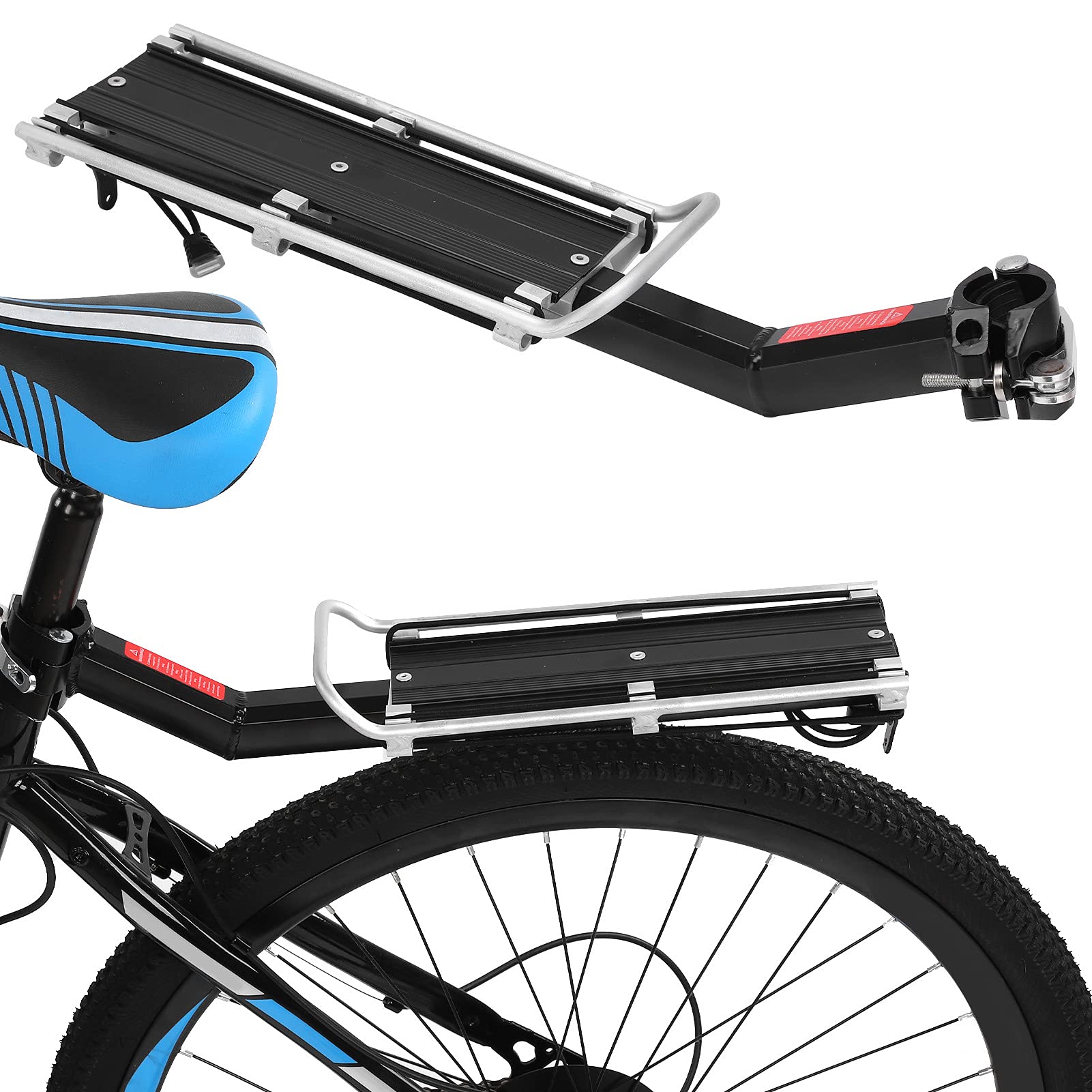 Portapacchi posteriore per bici in lega di alluminio, portapacchi per bicicletta con fanale posteriore, portabiciclette rimovibile con equipaggio per bici universali, portapacchi