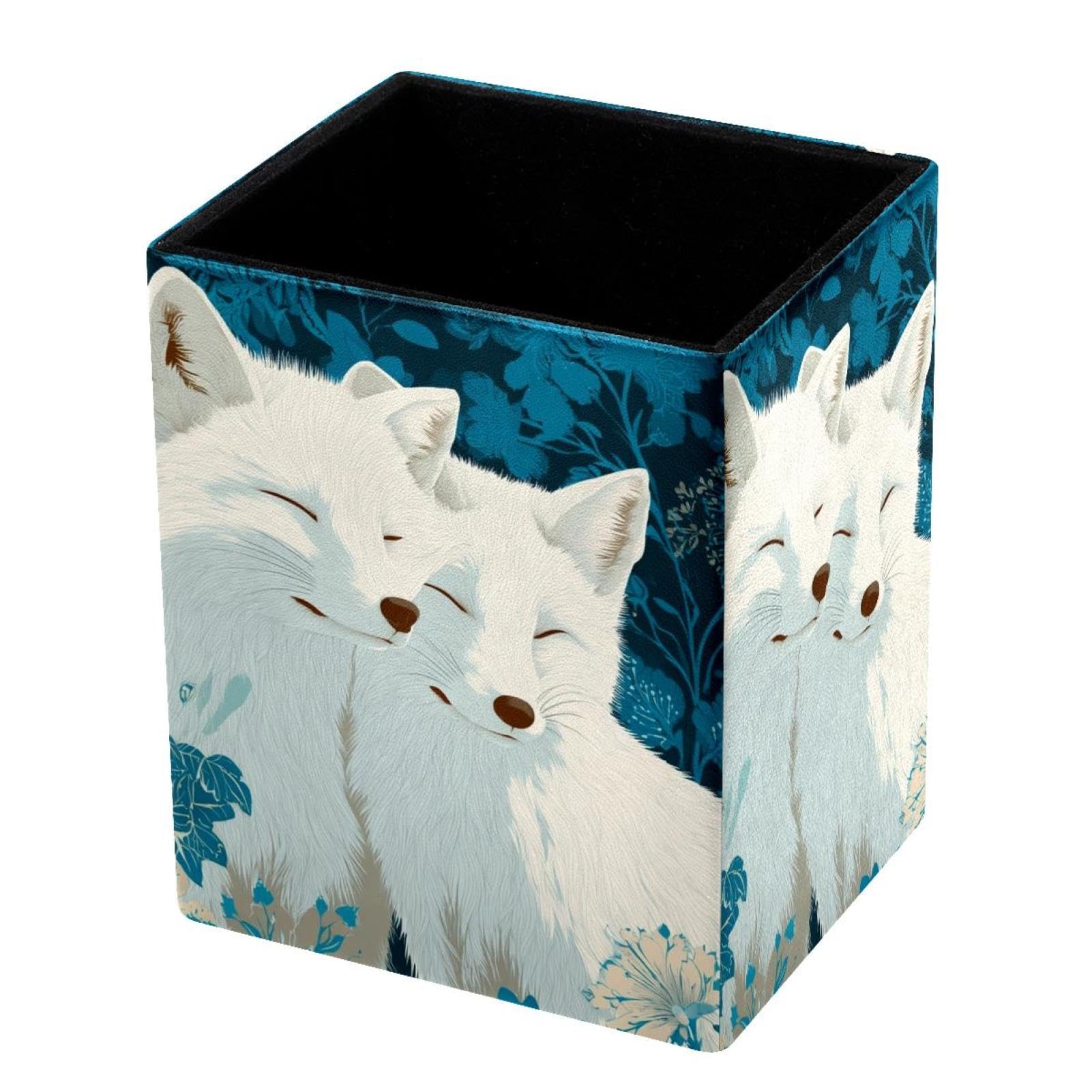 VAPOKF Pencil Holders for Desk, Foxes Printed Pen Holders Pen Pot Makeup Brushes Storage Desktop Stationery Supplies Organiser for Home Office