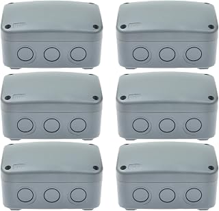 Nineleaf 6PK Outdoor Junction Box ABS Plastic Dustproof IP66 Waterproof Universal Electrical Boxes Project Enclosure Grey 4 7/8" 3 1/4" 2 1/4" inch (125x86x62mm) fit 20mm Cable Gland for Outdoor Use
