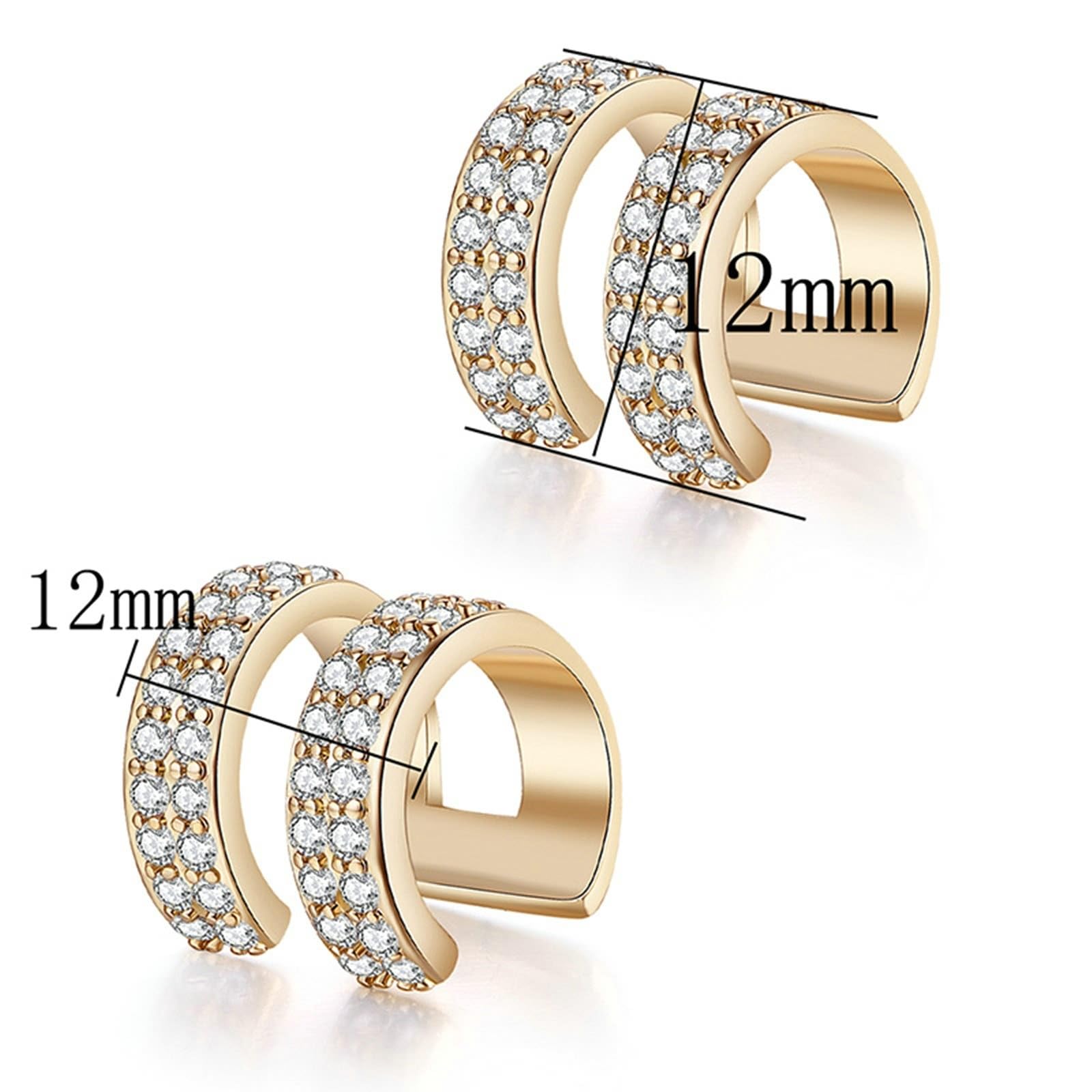 KnBoB Manschette Ohrringe Damen Weißgold 14K Doppel Rund Moissanit Echtgold Ear Cuff Edelstein Schmuck