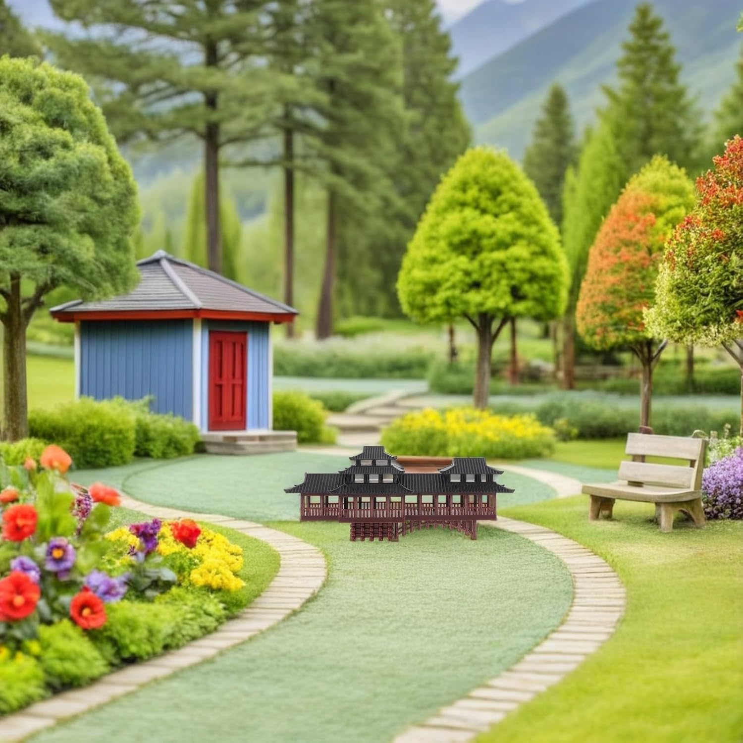 Asian Garden Decoration Arched Bridge Plastic Miniature for Bonsai