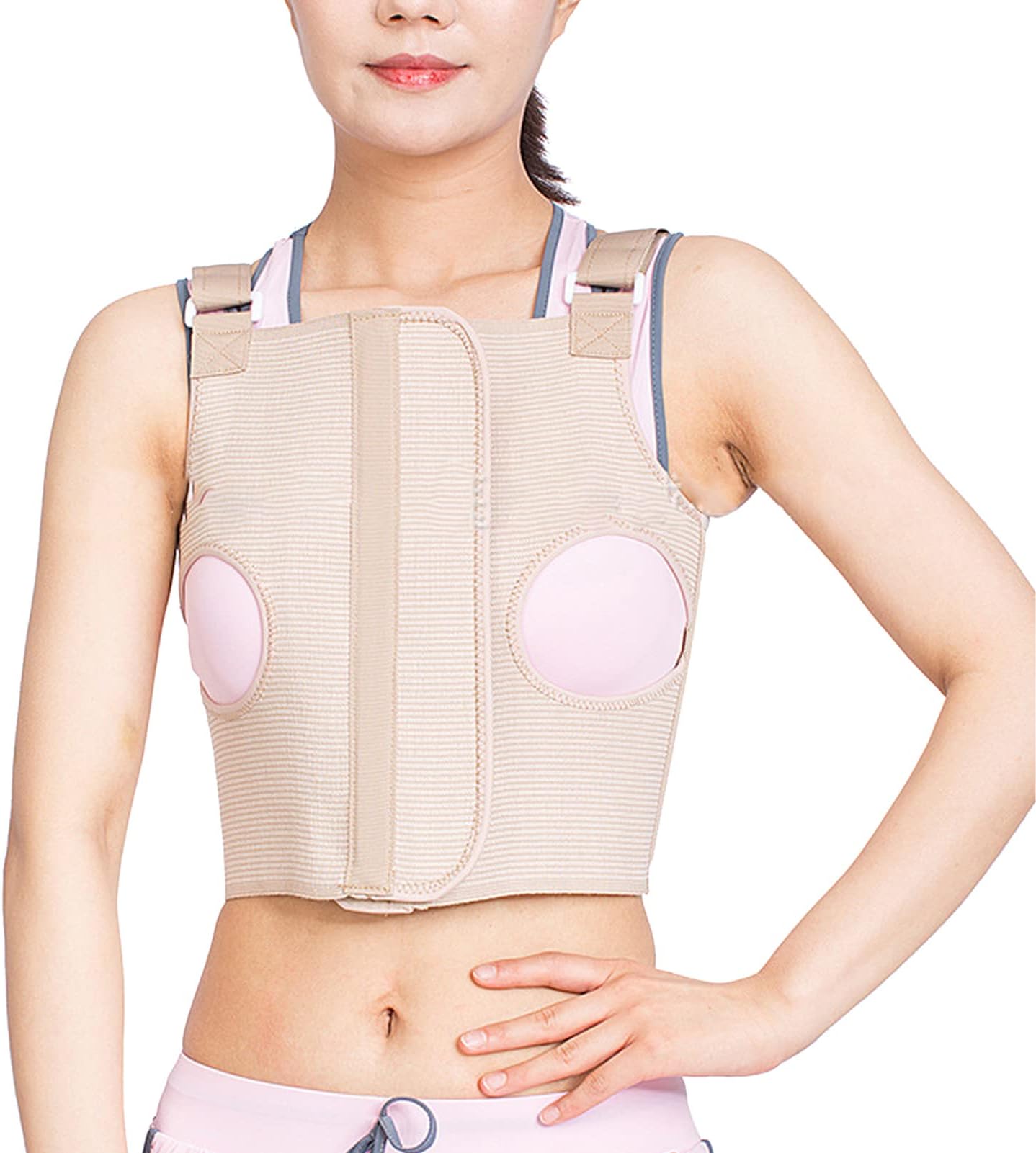 Sternum Support Brace, Elastic Cloth Chest Support Brace Adjustable Shoulder Strap Breathable Rib Support Brace Widen Fixation Chest Binder for Chest Fracture, Rib Fracture (L)