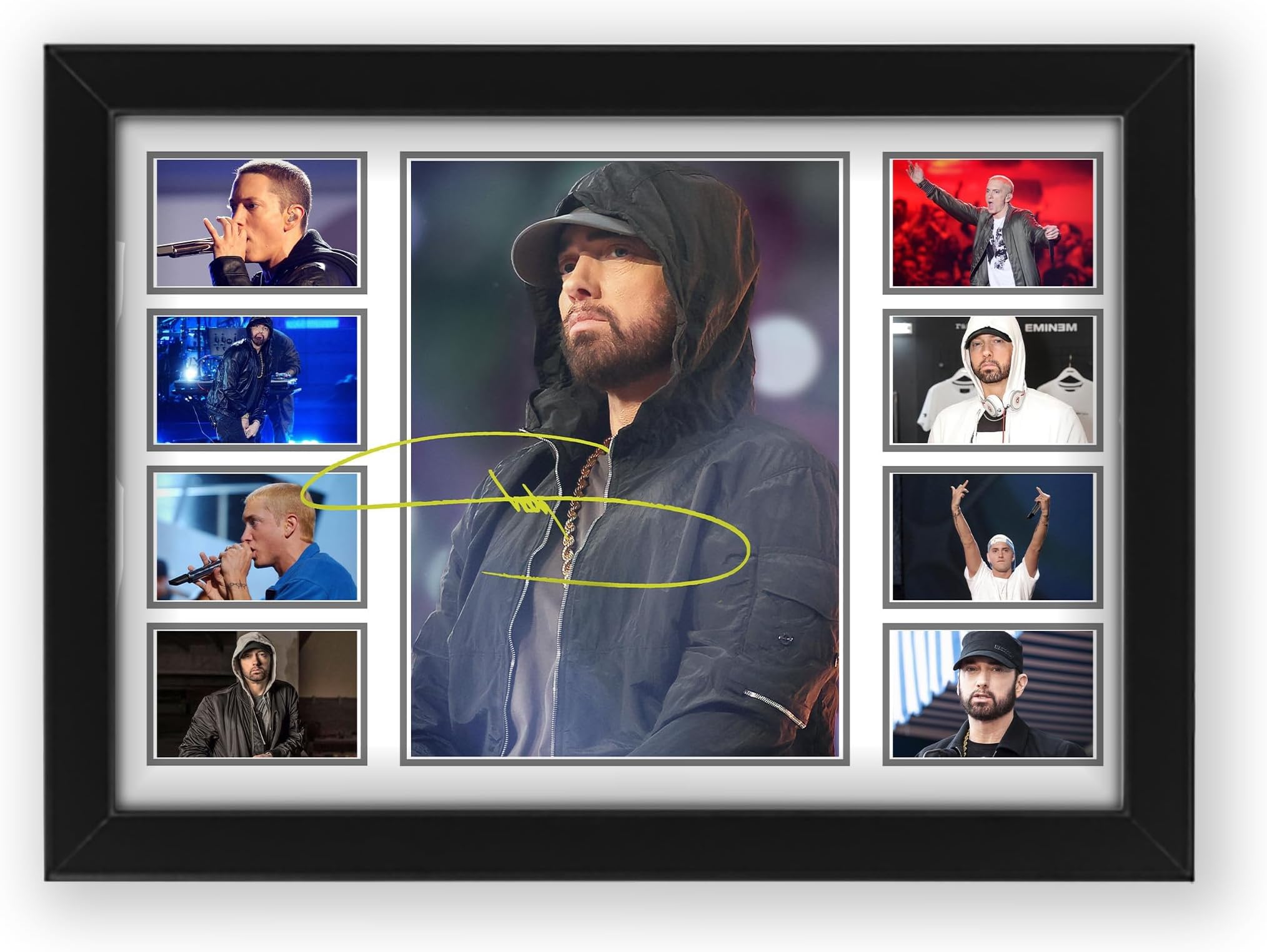 AllStarMedia Eminem Autograph Poster Print - Limited Edition Collage Of The Music Legend - Signed Collector Merchandise For Fans And Rap Music Lovers (Unframed, A3 (40x30cm))