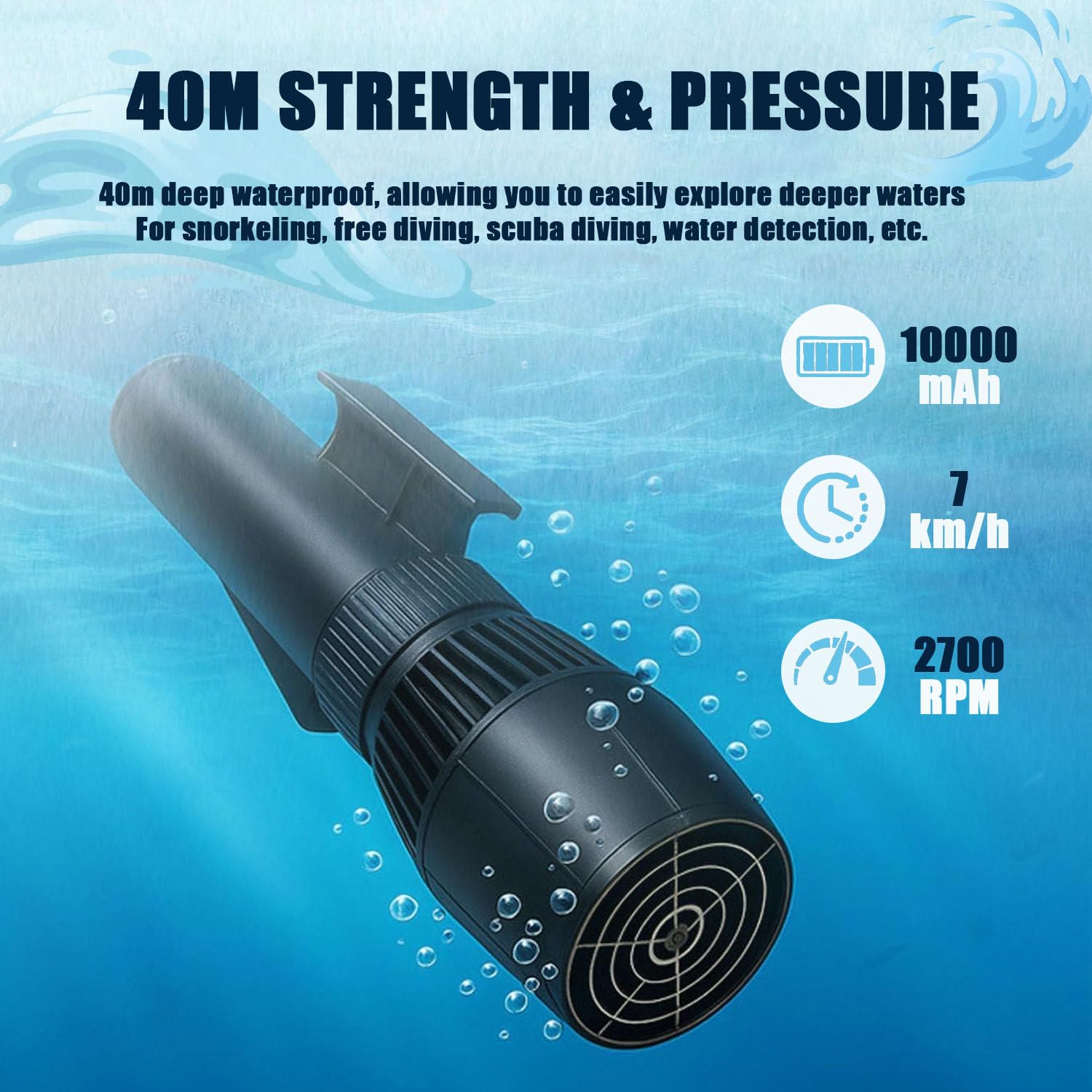 Aufblasbarer Elektrischer Jetski Mit 500W, Unterwasser-Scooter-Jetski, Schlauchboot Mit Motor, 10000-Mah-Akku, 10 Geschwindigkeiten, 130 Minuten Laufzeit,Boat+Thruster