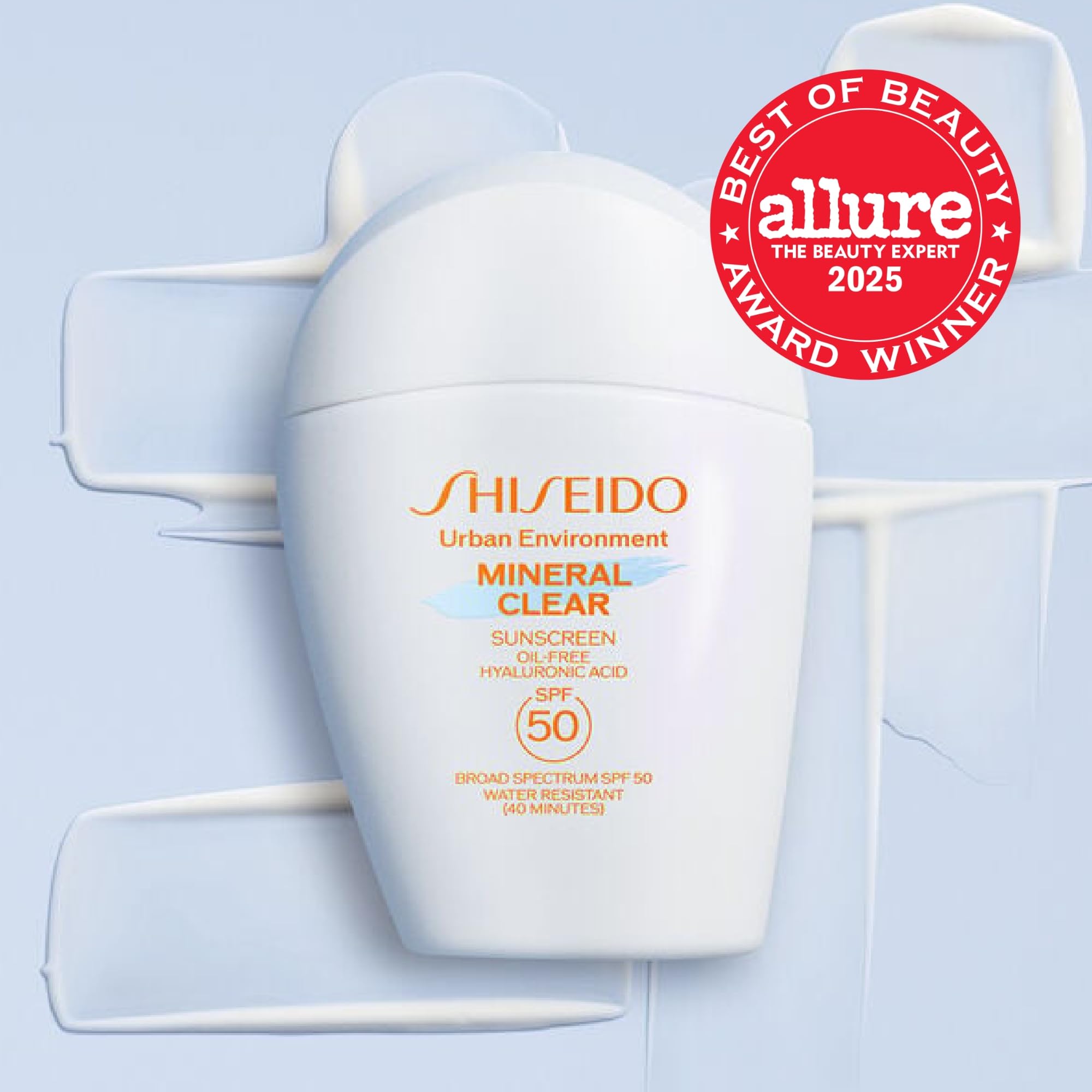 Shiseido Urban Environment Mineral Clear Sunscreen SPF 50 - Visibly Improves Skin Tone, Radiance, Wrinkles & Firmness - Water Resistant for 40 Minutes - Non-Comedogenic - 1 fl oz