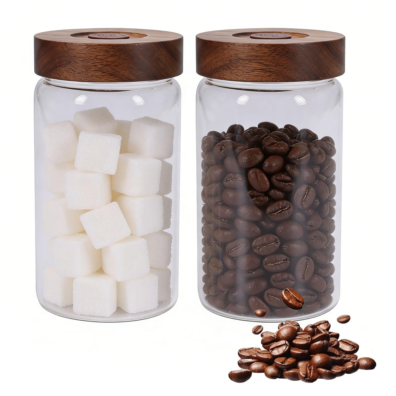 Punorric 2 Pack Airtight Coffee Container - Coffee Storage Jar with One-way Valve Airtight Lid | Kitchen Canisters Versatile for Cafe Lovers Home Office Kitchen Café Gifts