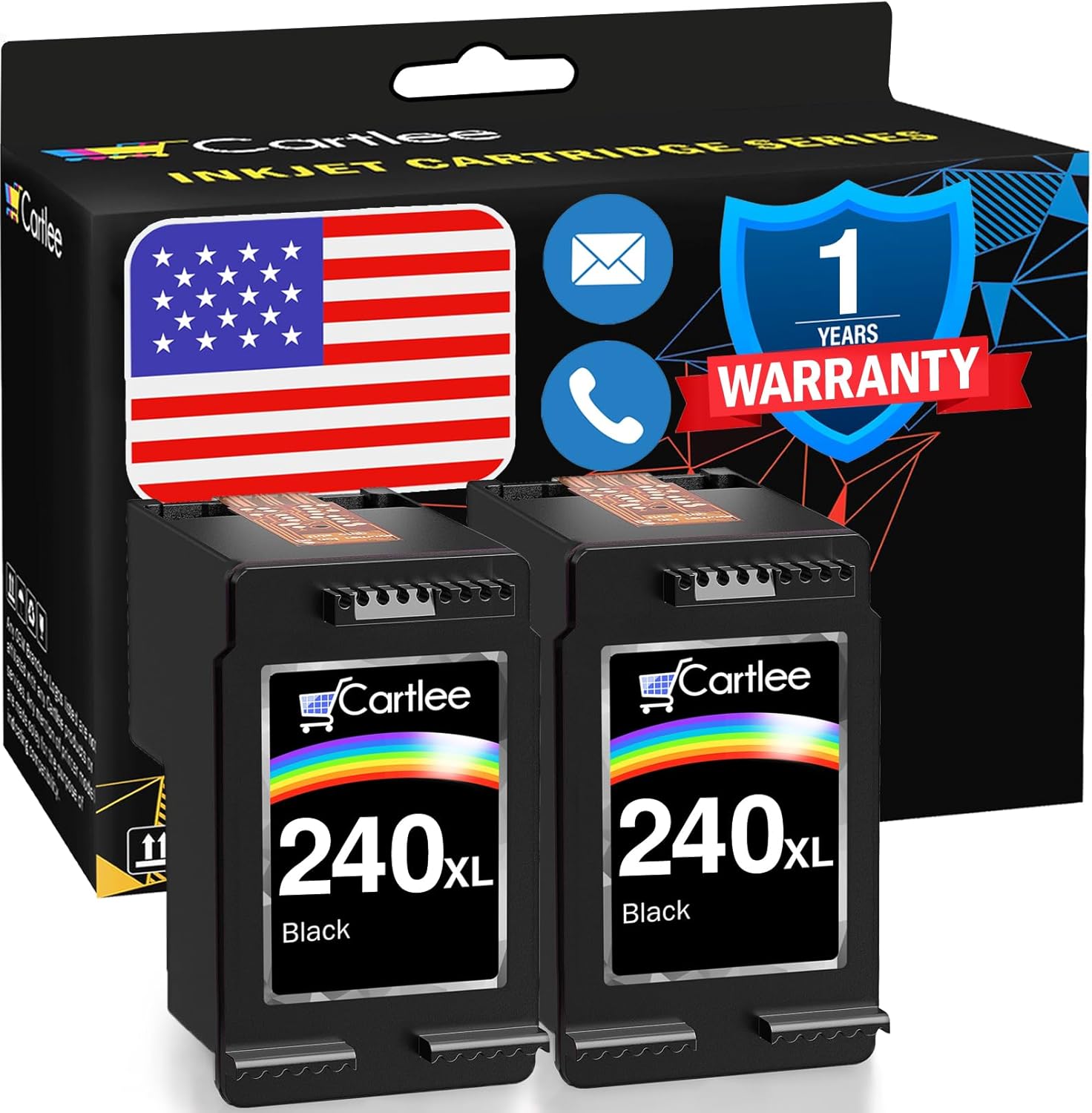 Cartlee Remanufactured Ink Cartridge Replacement for Canon PG-240XL 240 XL PIXMA MX472 MX452 MG3520 MX432 MX439 MG3220 MX512 MG2120 MX459 MG3620 MG3600 MX479 (2 Black)