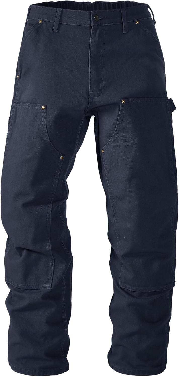 Soojun Men's 13.5 oz Heavyweight Work Pants, Loose Fit Double Knee Carpenter Pants with Flex Waist