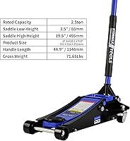 Vista 2 de SSLine Gato hidráulico de piso de 2.5 toneladas para automóvil, gato de servicio de elevación de coche de acero resistente, elevación rápida