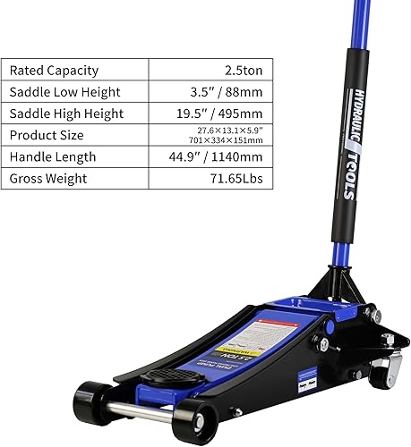 Miniatura 2 de Henf Gato hidráulico de piso de carretilla, 2 toneladas (capacidad de 4400 libras) Gato de carretilla portátil de elevación de coche, gato