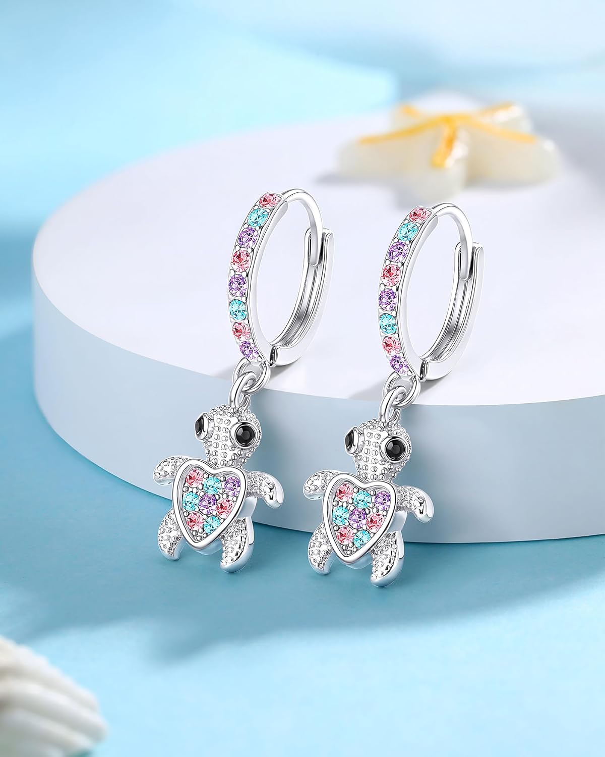 Hypoallergenic Turtle Hoop Earrings for Girls, Gifts for Daughter & Granddaughter Girls Birthday Christmas Valentine's Day Graduation - Image 5