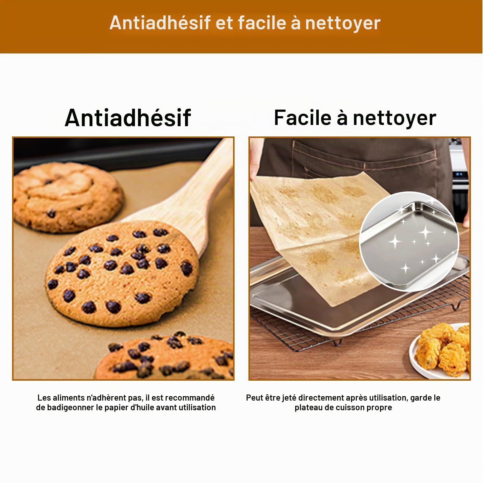 O2frepak Lot de 300 feuilles de papier sulfurisé prédécoupées antiadhésives 30x40cm,papier sulfurisé résistant à l'huile et imperméable,convient pour la cuisson des aliments,la cuisson,les grillades