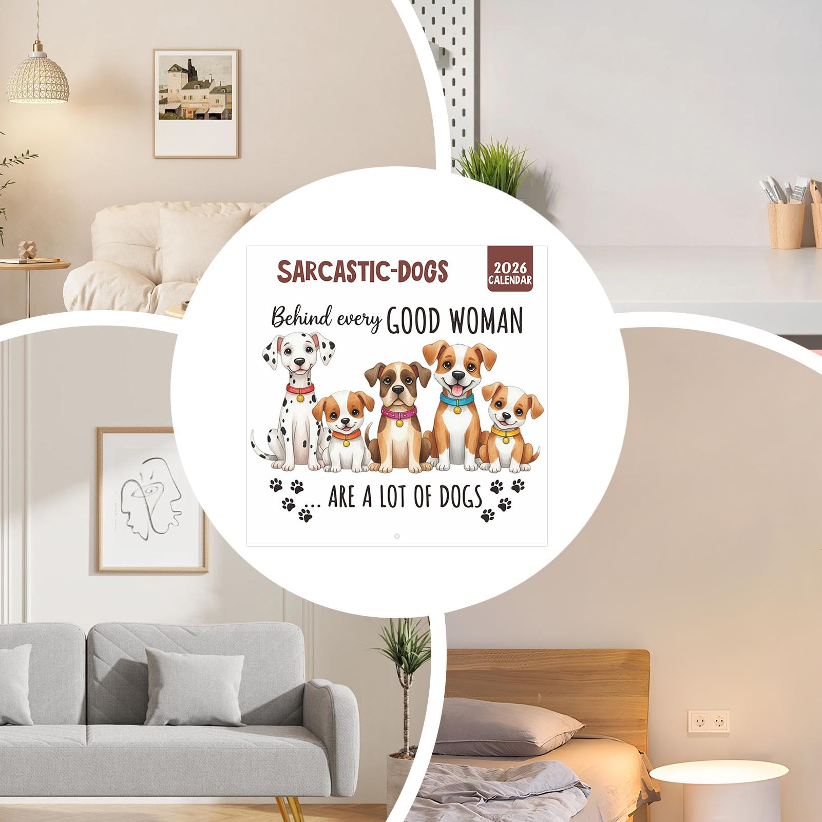 Calendario 2026 Mensual de Pared Perrito Pizarra Organización Laboral Hogar Vacaciones