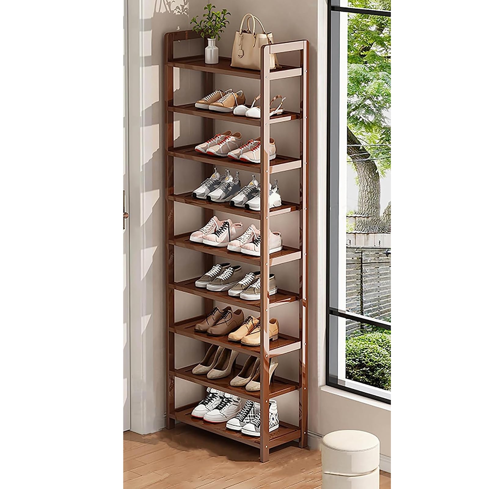 Scarpiera organizer – Mensola salvaspazio in legno per armadio, bagno, balcone