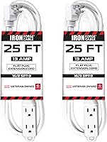 Vista 9 de IRON FORGE CABLE Paquete de 2 cables de extensión con enchufe plano de 15 pies, color negro, con 3 tomas - Cable de extensión para interiores