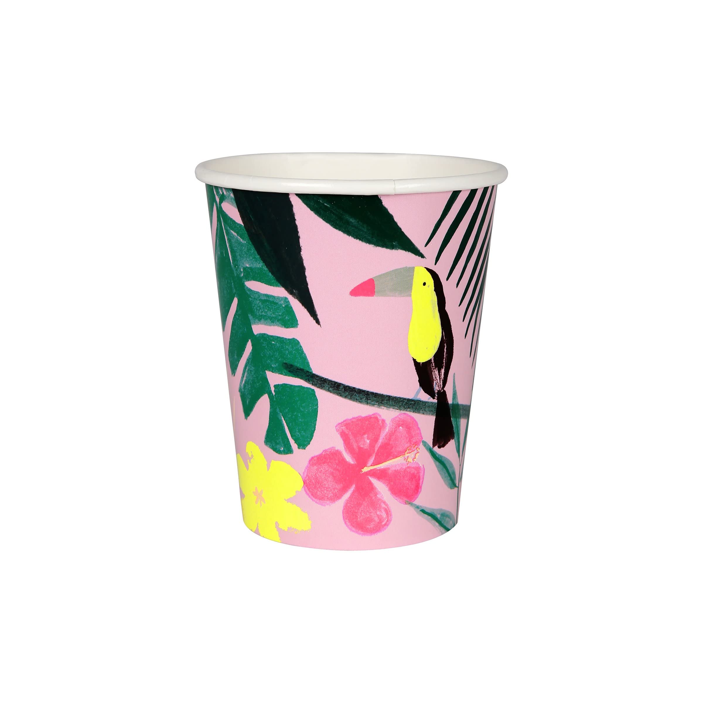 Gobelets de fête tropicaux roses Meri Meri en carton haute qualité
