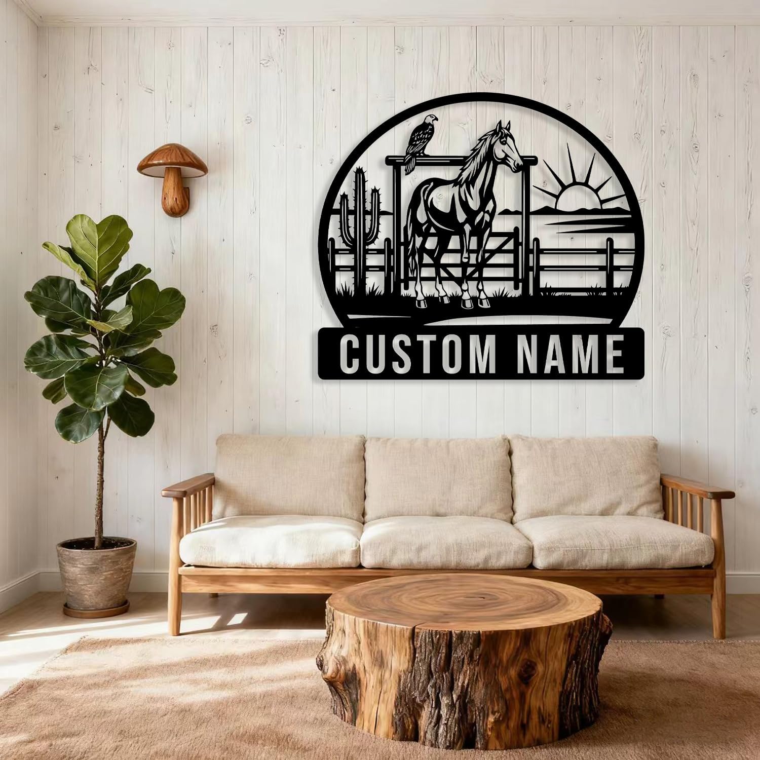 Custom Horse Farm Name Sign,Personalized Western Stable Wall Art, Rustic Outdoor Farmhouse Decor,Cowboy Barn Entrance Name Sign,Cabin House Number Address Plaque (Style-3)