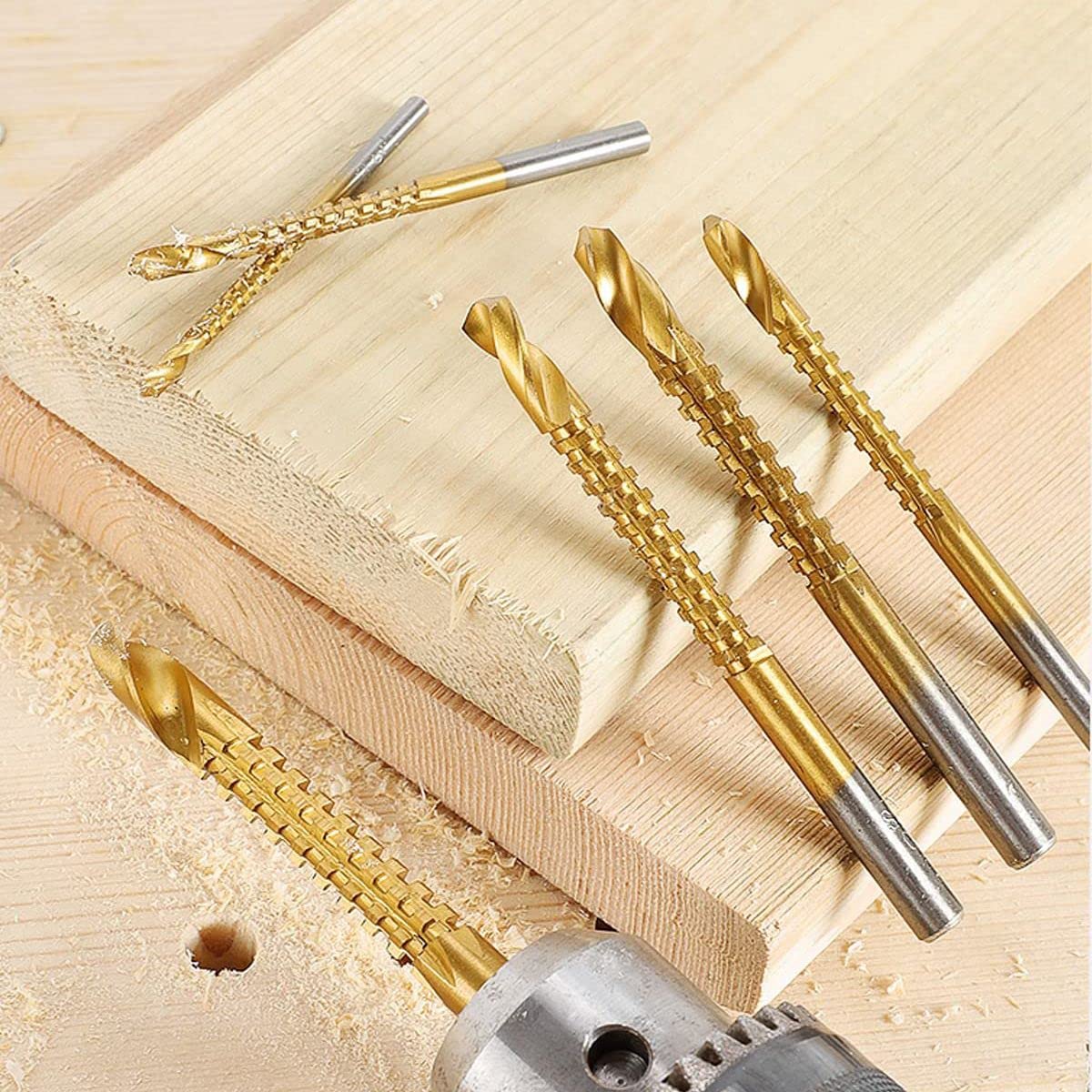 Treki 6-teiliges Spiralbohrer-Set Aus HSS Mit Titanbeschichtung – 3-8 Mm, Für Holz Und Metall