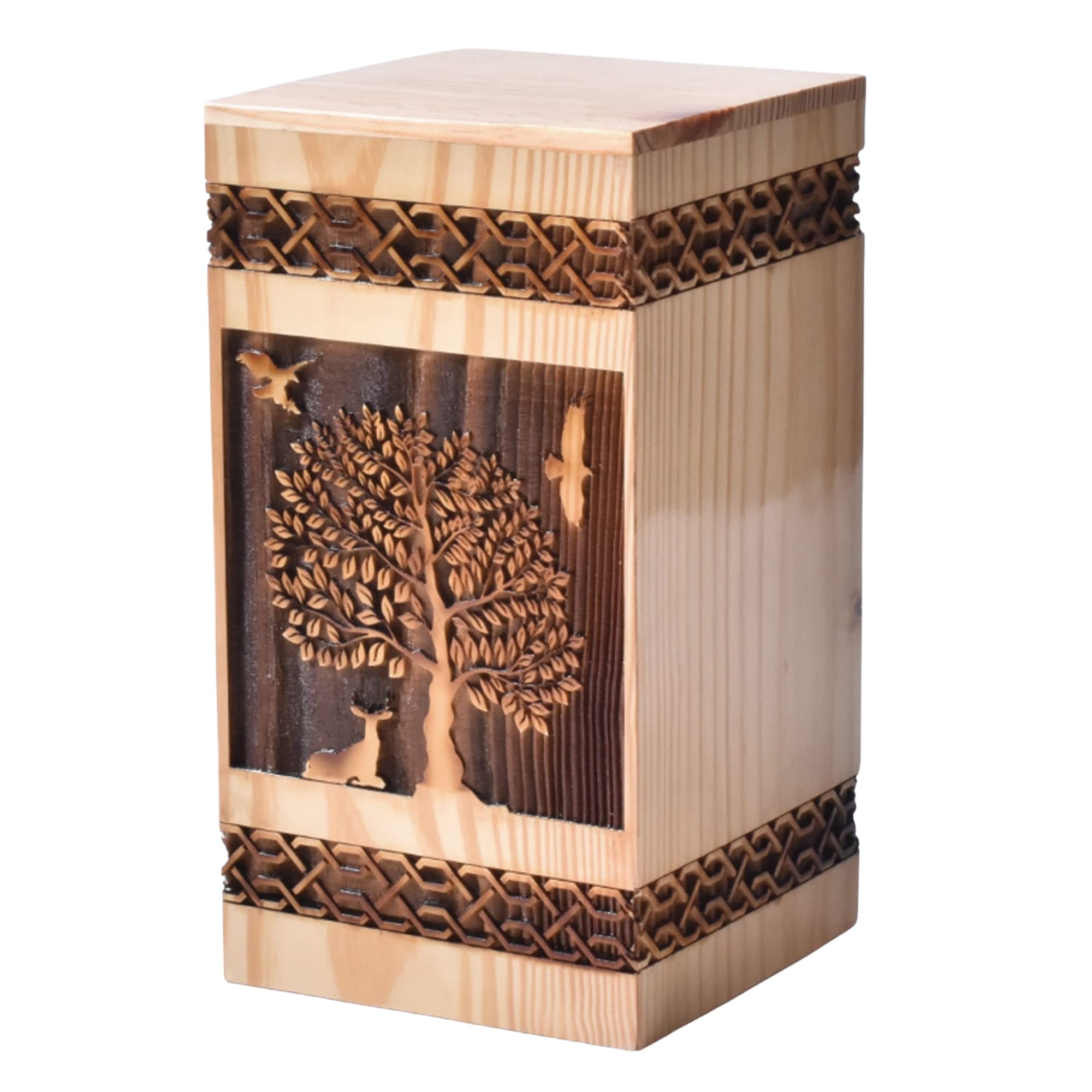 Rosewood Urn for Human Ashes - Tree of Life Wooden Box - Personalized Cremation Urn for Ashes Handcrafted Large Wooden Urn Box (L(11.25X6.25”)250CU, Personalized pinewood)